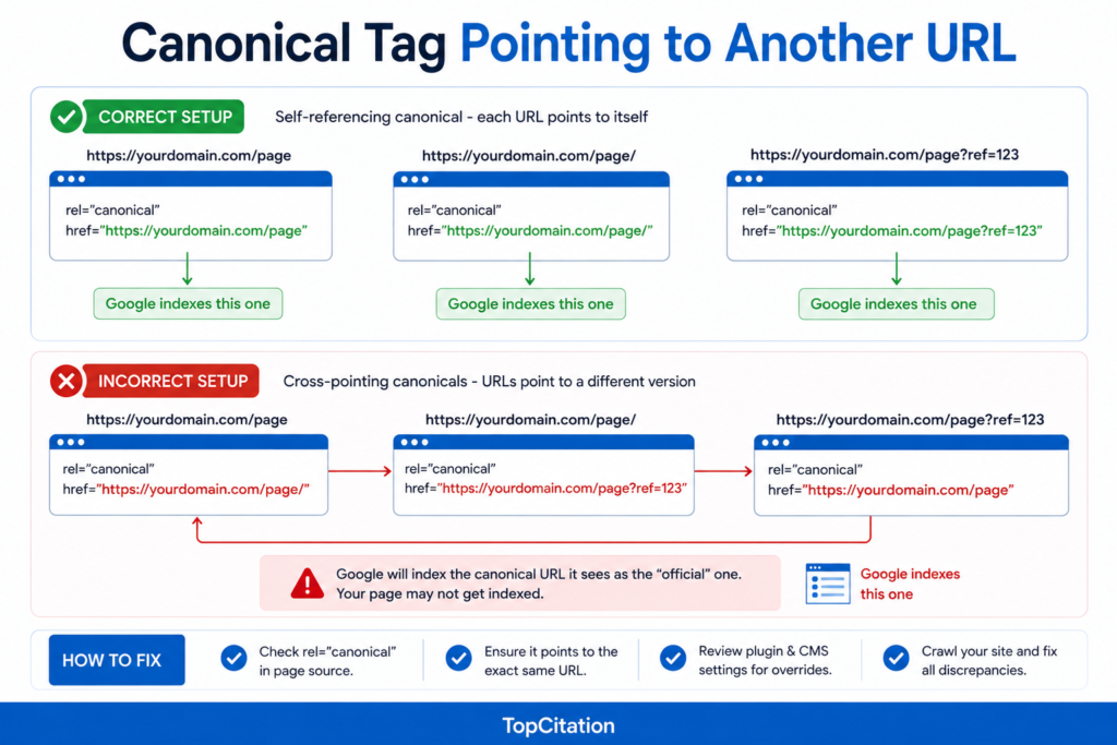 Canonical Tag Pointing to Another URL