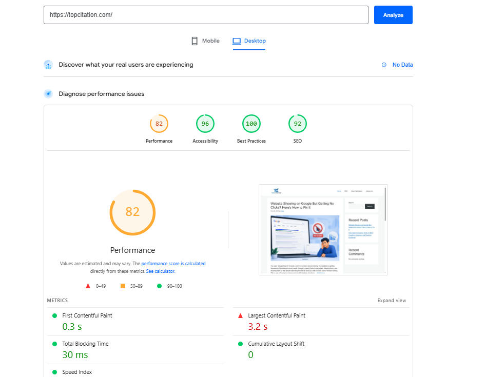 Google Page Speed-TopCitation